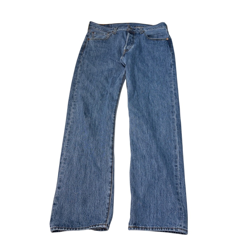 Levis 501 Original Fit Jeans Mens 33x30 Blue Medium Wash Straight Leg Button Fly